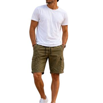 Мужские хлопковые шорты-бермуды BE MISTIC 10587 с эффектом льна - CIAM Centro Ingrosso Abbigliamento